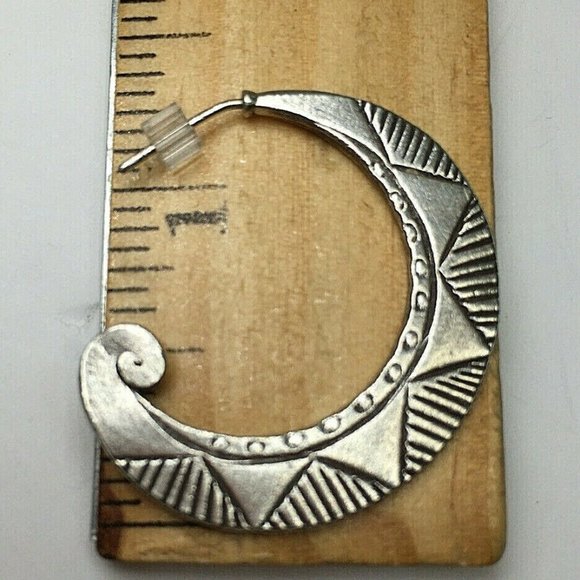 Abstract Brushed Sterling Silver Earrings - Picture 11 of 12